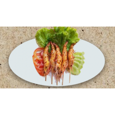 បង្គាអាំងអំបិលម្ទេស Grilled Shrimps with Chilli Salt