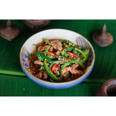 ឆាម្ទេសប្លោកសាច់គោ/មាន់ បែបចិន+បាយ
