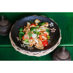 ឆាសាច់មាន់/គោគ្រាប់ស្វាយចាន់ទី+បាយ