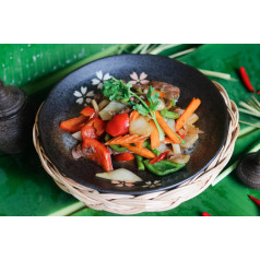 ឆាបន្លែសាច់គោ/ មាន់ +បាយ