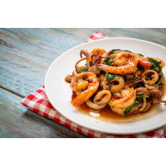 Fried Seafood with Basil