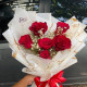 Red and White Fresh rose 6 stems